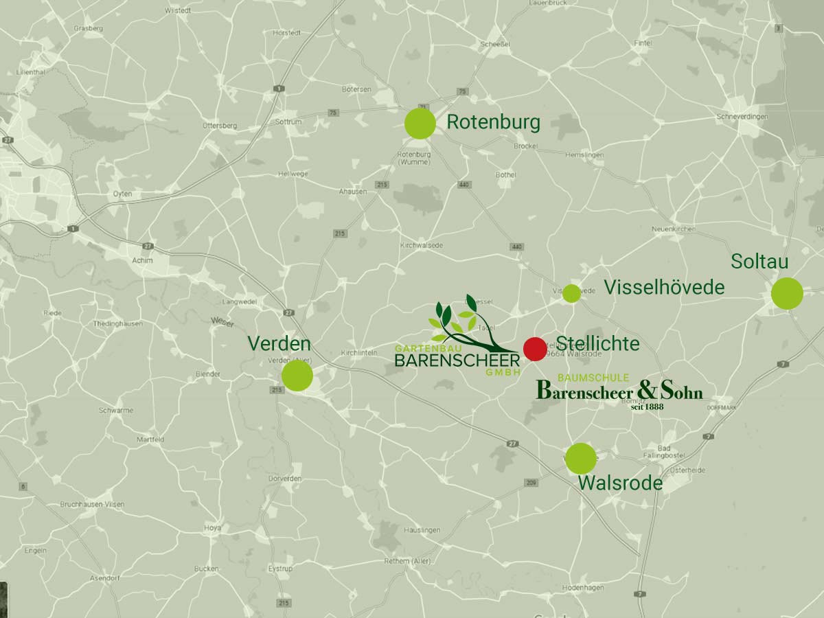 Anfahrt Stellicht Baumschule Barenscheer und  Gartenbau Barenscheer GmbH